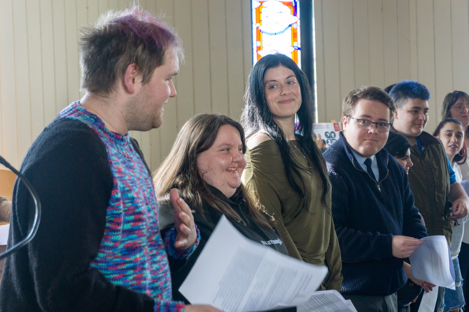 Young people in discussion at a Transformation Delivery Group event